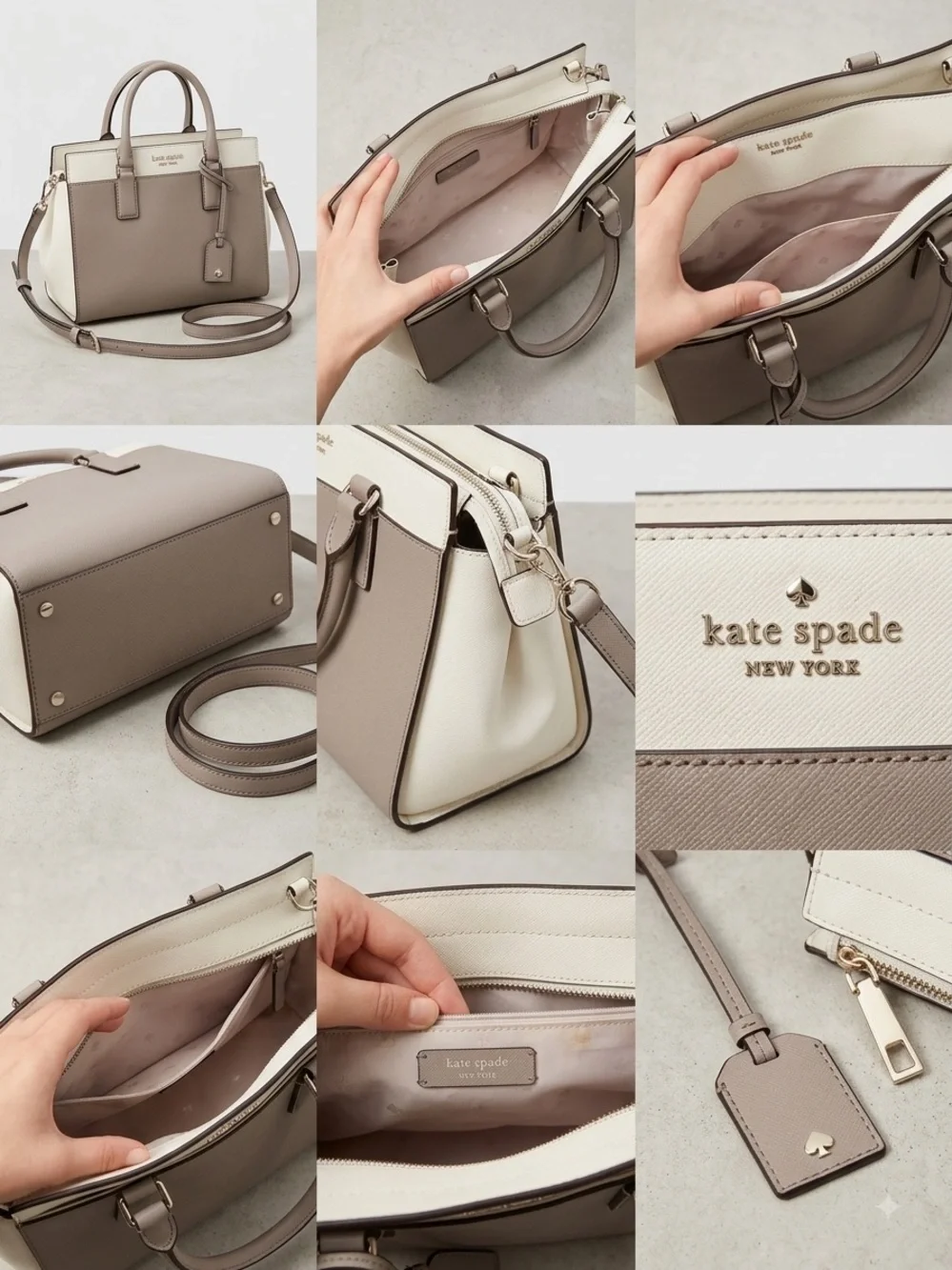 Authentic Kate Spade New York Satchel - Grey & White Colorblock